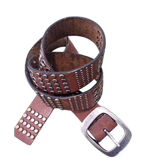Calvin Klein Studded Leather Belt | Rustic Western Rock Chic main image 9